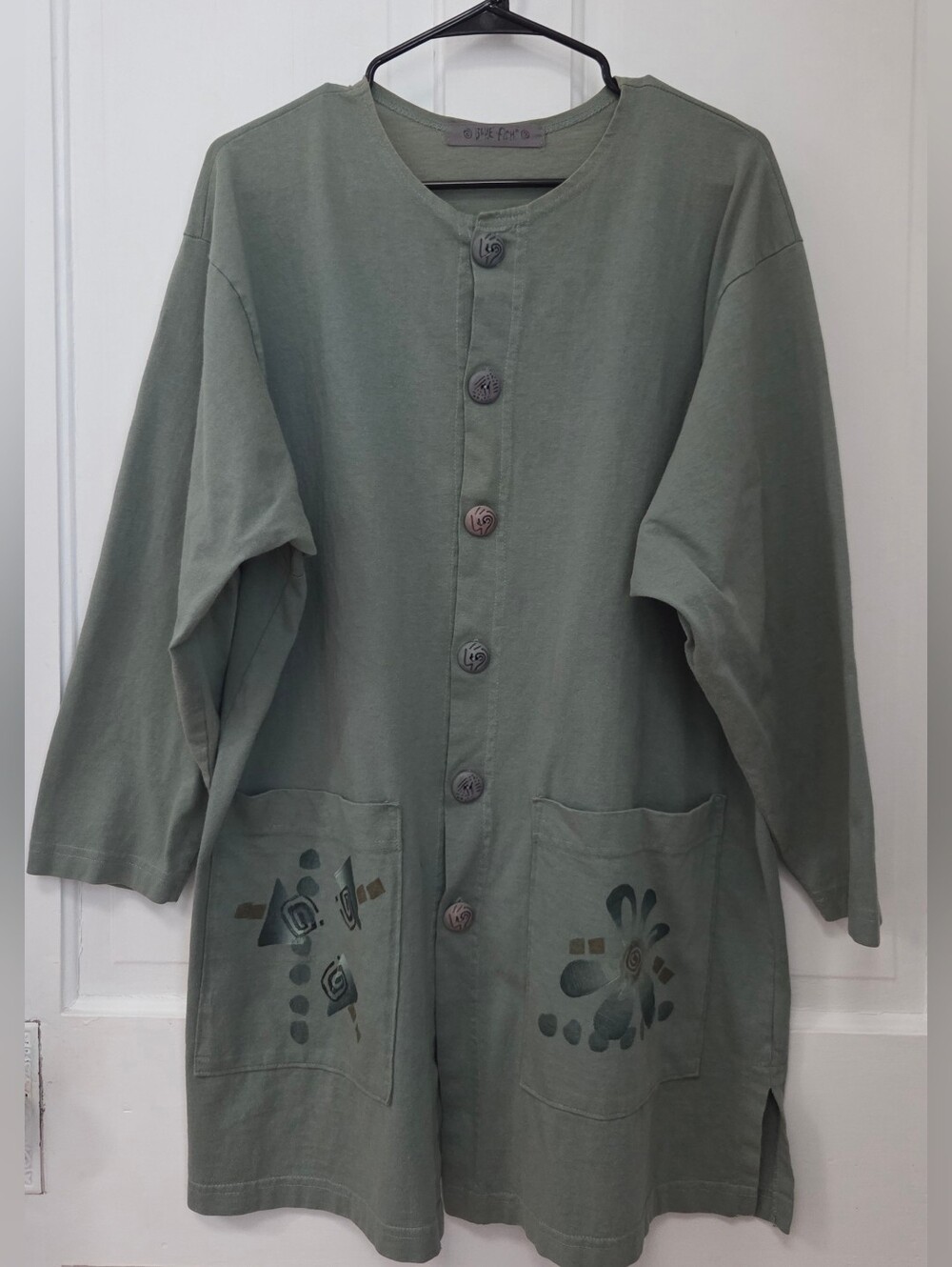 Vintage Blue Fish Button Down Tunic M/L